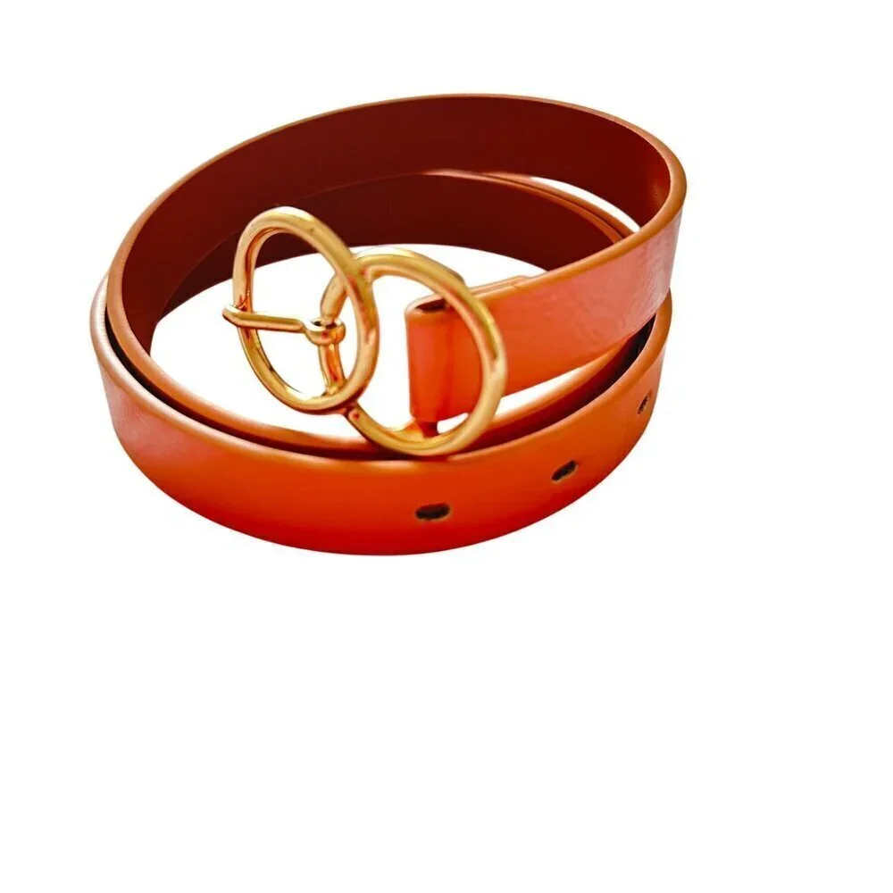 Skinny Belt Double Gold Buckle Women Size S Adjustable Georgia Peach A New Day